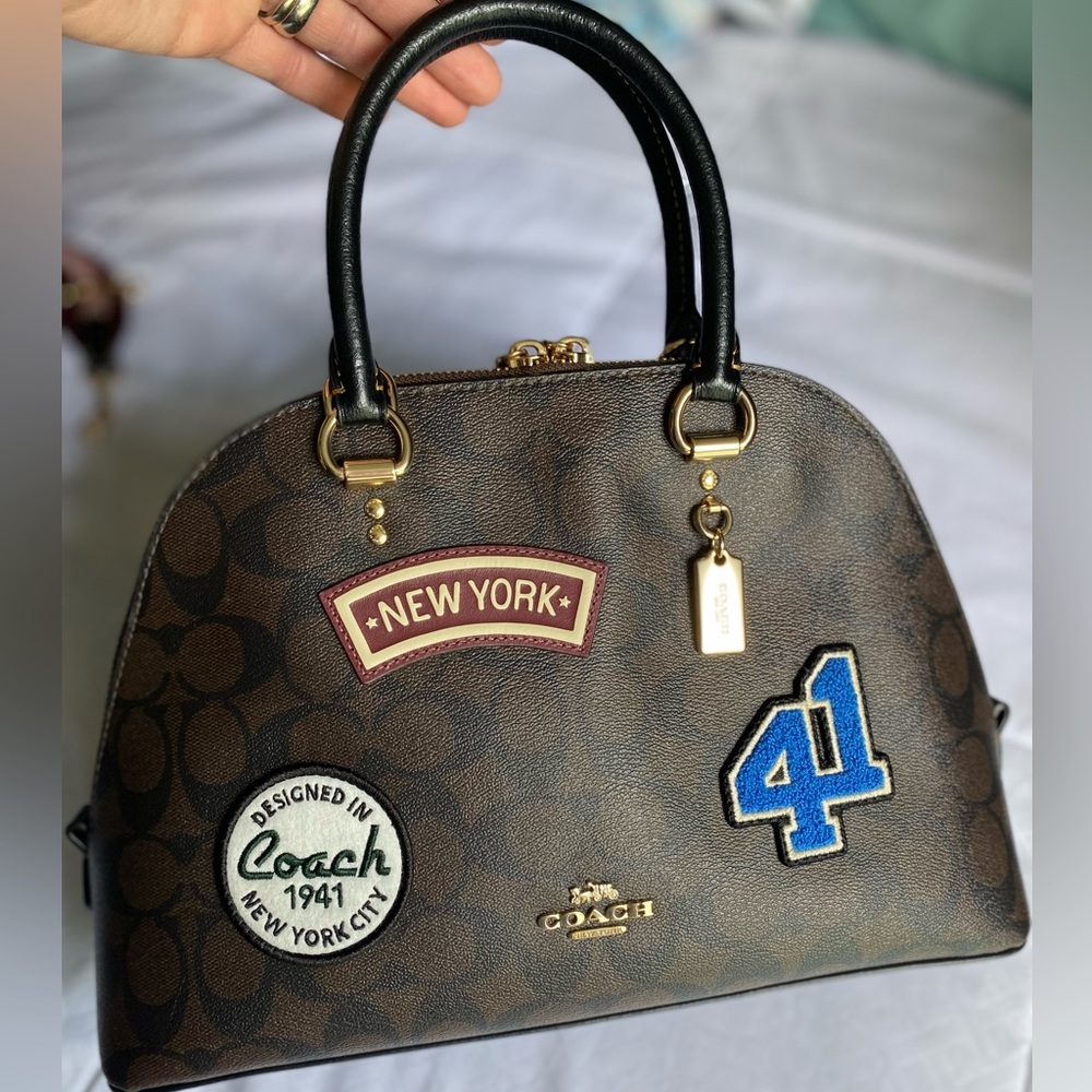 COACH Katy Satchel In Signature Canvas With Ski Patches